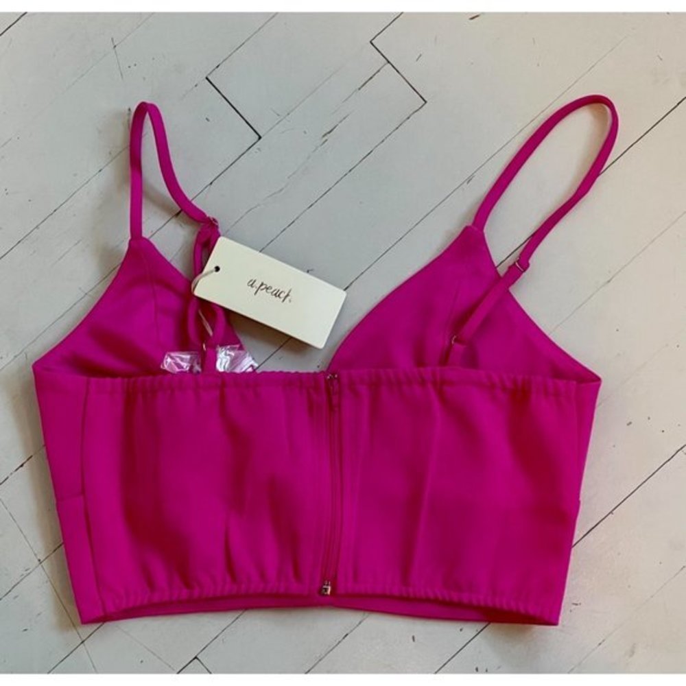 A. Peach Hot Pink Crop Top - Picture 2 of 4